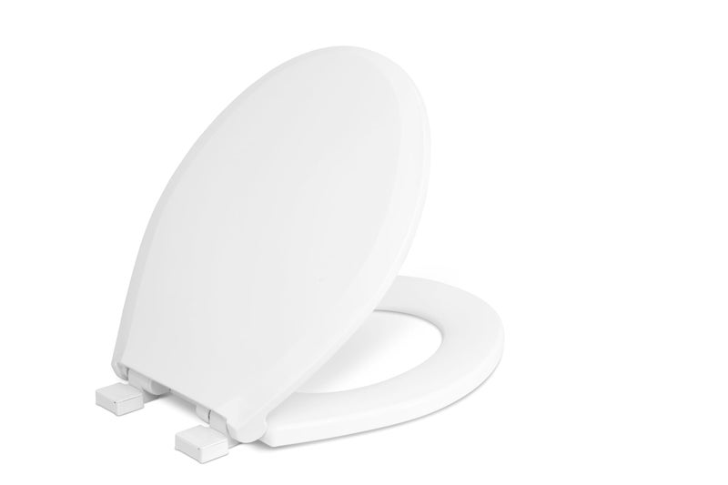Centoco 3700SC-001 Round Plastic Toilet Seat with Safety Close, Light Weight Residential, White - Image 1
